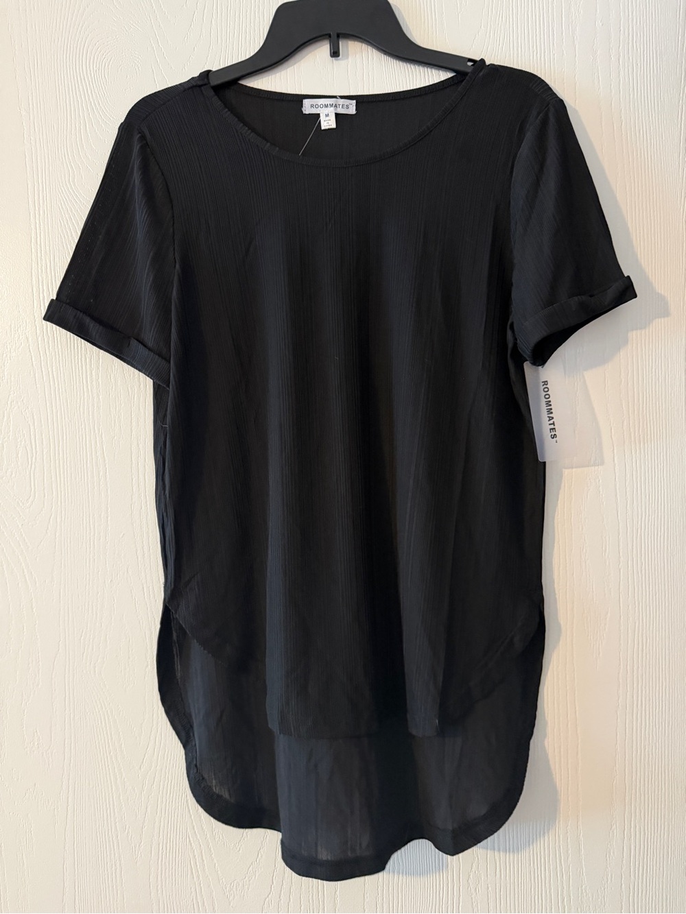 Roommates Black Short-Sleeve High-Low Tunic